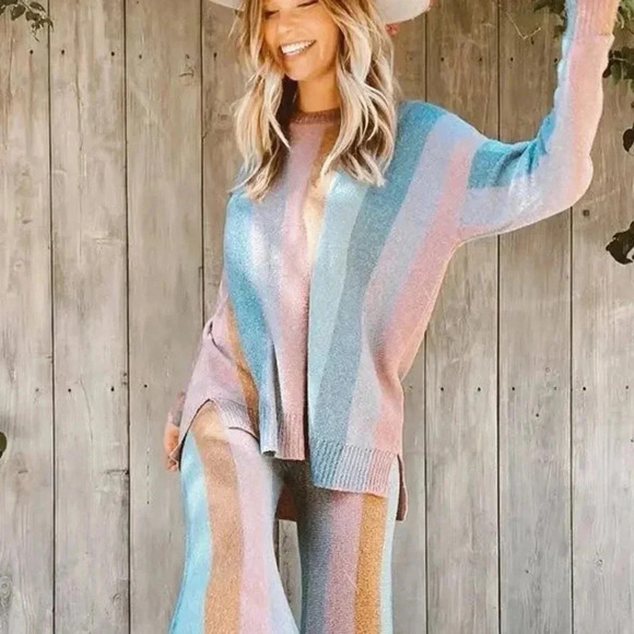 NWT Show Me Your MuMu Elodie Sweater Dusty Stripe Knit Oversized Beachy Casual - Picture 4 of 12